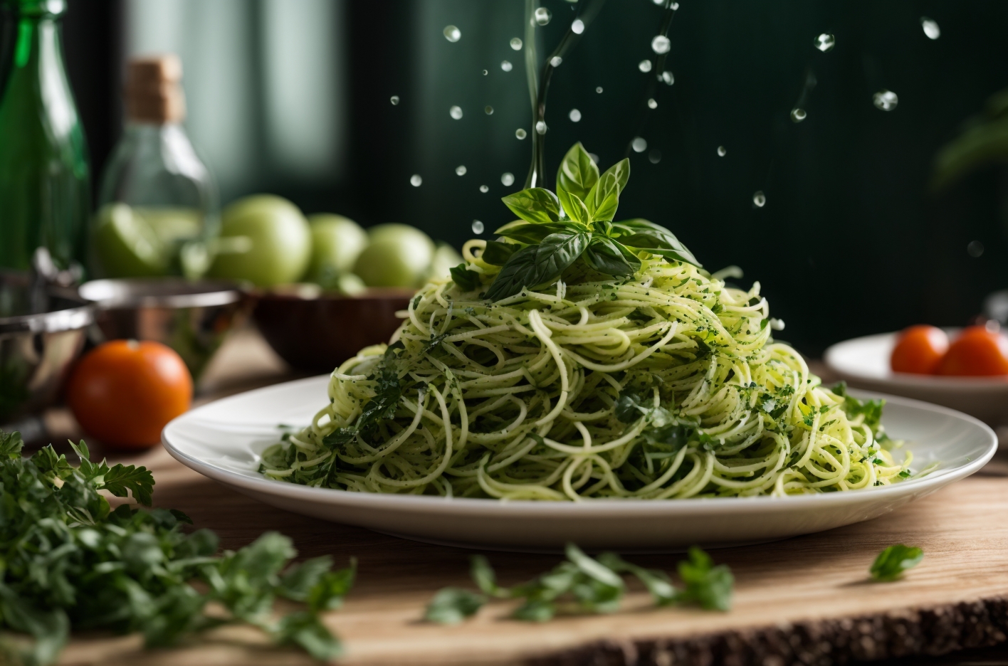 green spaghetti