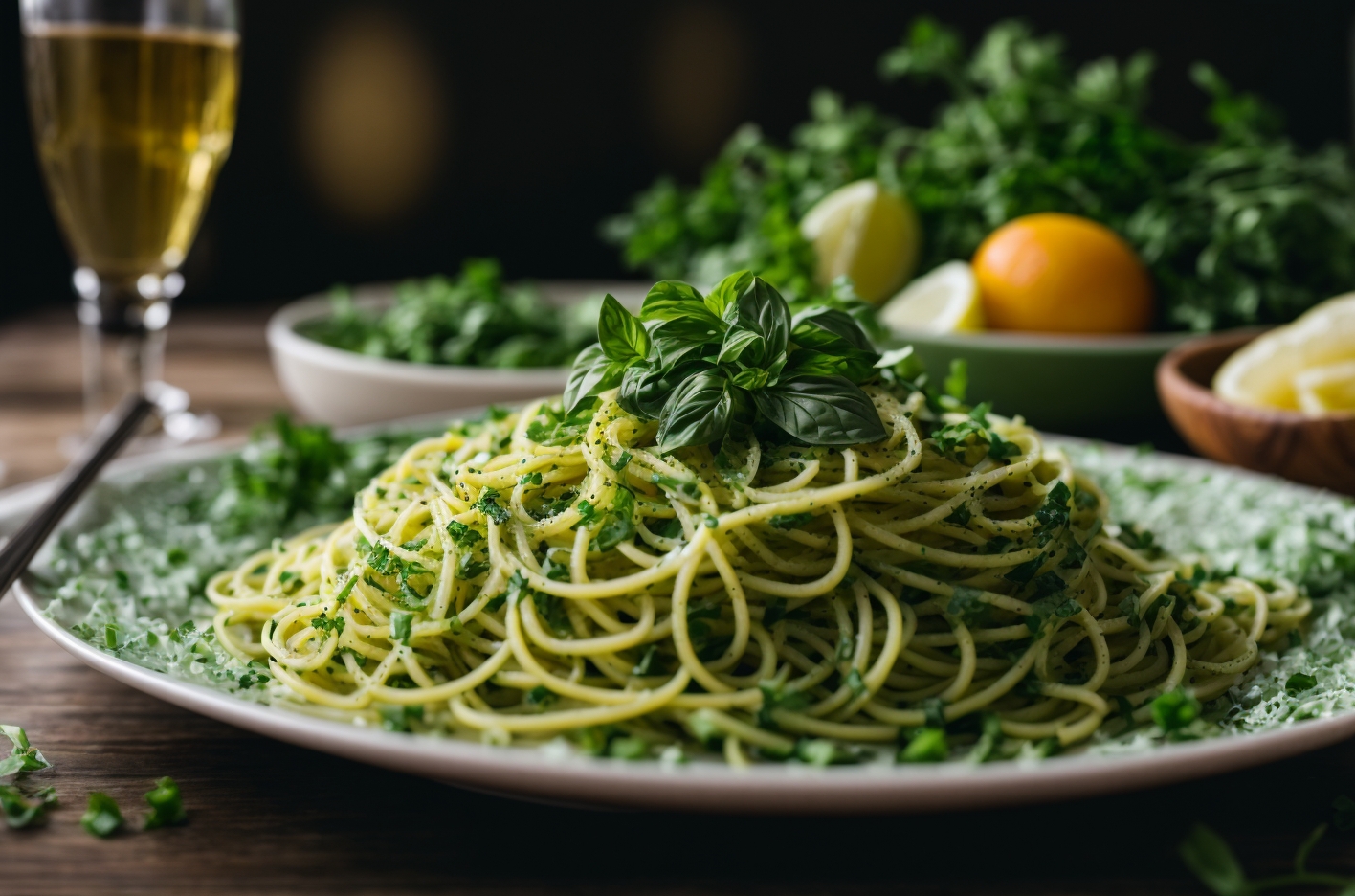 green spaghetti